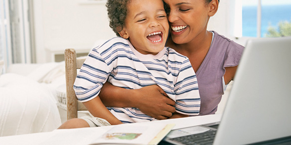Mom and child at the computer
