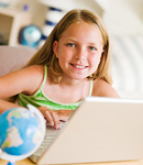 Girl working on computer