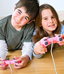Kids playing video games