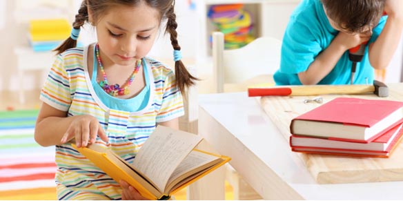 Young kid reading